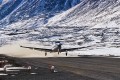 A Pilatus PC-12 of the Royal Canadian Mounted Police takes off from Grise Fjord, at a latitude of more than 76° North.